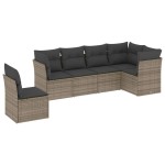 vidaXL Set mobilier grădină cu perne, 6 piese, gri, poliratan vidaXL Set mobilier grădină cu perne, 6 piese, gri, poliratan