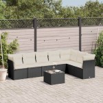 vidaXL Set mobilier de grădină cu perne, 8 piese, negru, poliratan vidaXL Set mobilier de grădină cu perne, 8 piese, negru, poliratan