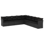vidaXL Set mobilier de grădină cu perne, 9 piese, negru, poliratan vidaXL Set mobilier de grădină cu perne, 9 piese, negru, poliratan