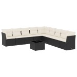 vidaXL Set canapele de grădină cu perne, 10 piese, negru, poliratan