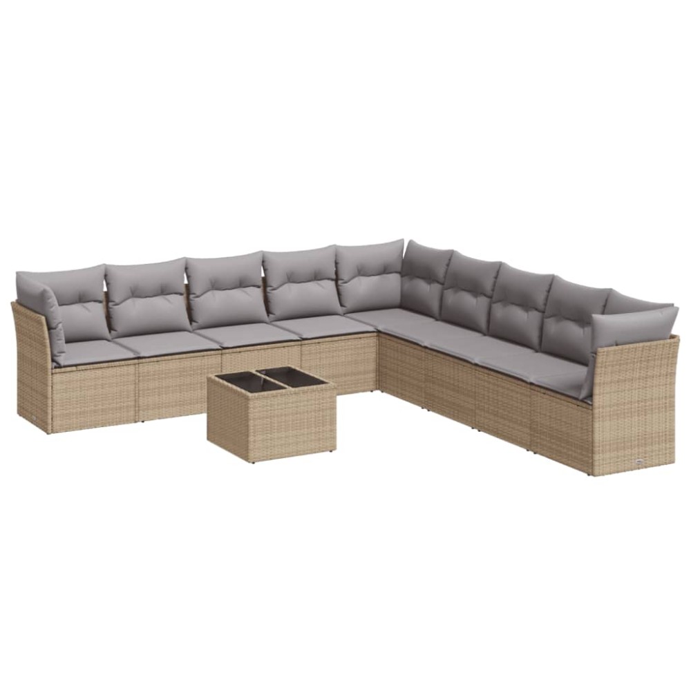 vidaXL Set canapele de grădină cu perne, 10 piese, bej, poliratan