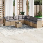 vidaXL Set canapele de grădină cu perne, 10 piese, bej, poliratan