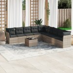 vidaXL Set canapele de grădină cu perne 10 piese gri deschis poliratan vidaXL Set canapele de grădină cu perne 10 piese gri deschis poliratan