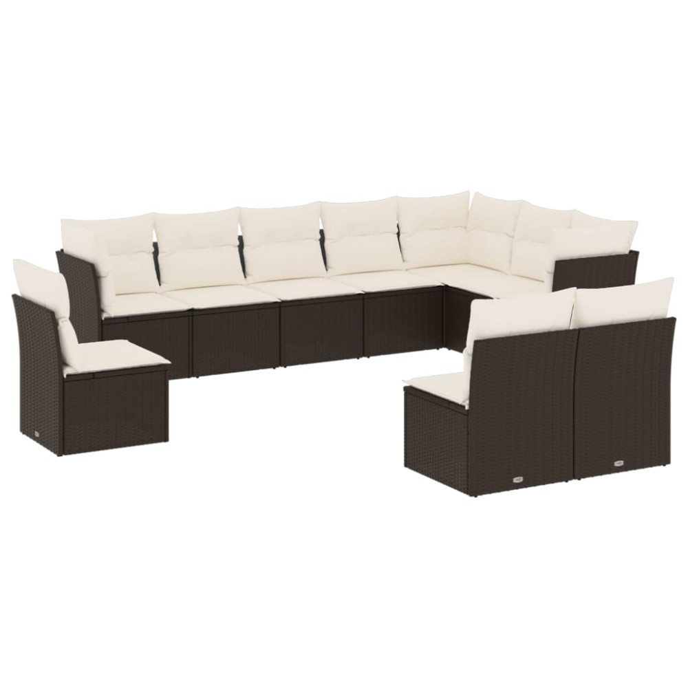 vidaXL Set canapele de grădină cu perne, 10 piese, negru, poliratan