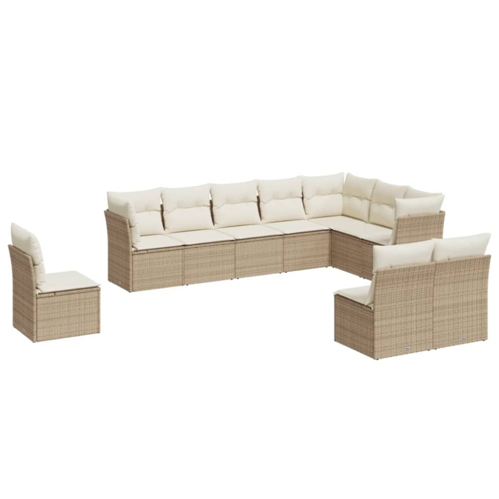 vidaXL Set canapele de grădină cu perne, 10 piese, bej, poliratan