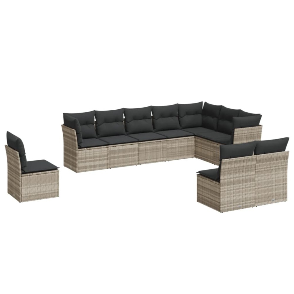 vidaXL Set canapele de grădină cu perne 10 piese gri deschis poliratan
