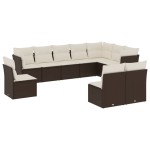 vidaXL Set canapele de grădină cu perne, 10 piese, maro, poliratan