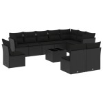 vidaXL Set canapele de grădină cu perne, 11 piese, negru, poliratan