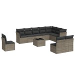vidaXL Set canapele de grădină cu perne, 11 piese, gri, poliratan vidaXL Set canapele de grădină cu perne, 11 piese, gri, poliratan