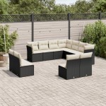vidaXL Set canapele de grădină cu perne, 11 piese, negru, poliratan vidaXL Set canapele de grădină cu perne, 11 piese, negru, poliratan