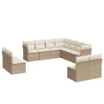 vidaXL Set canapele de grădină cu perne, 11 piese, bej, poliratan