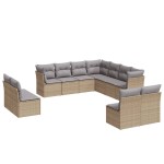 vidaXL Set canapele de grădină cu perne, 11 piese, bej, poliratan