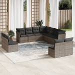 vidaXL Set canapele de grădină cu perne, 11 piese, gri, poliratan vidaXL Set canapele de grădină cu perne, 11 piese, gri, poliratan