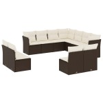 vidaXL Set canapele de grădină cu perne, 11 piese, maro, poliratan vidaXL Set canapele de grădină cu perne, 11 piese, maro, poliratan