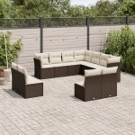 vidaXL Set canapele de grădină cu perne, 11 piese, maro, poliratan vidaXL Set canapele de grădină cu perne, 11 piese, maro, poliratan