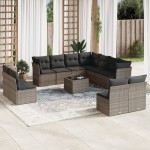 vidaXL Set canapea de grădină cu perne, 12 piese, gri, poliratan vidaXL Set canapea de grădină cu perne, 12 piese, gri, poliratan