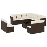vidaXL Set canapele de grădină cu perne, 12 piese, maro, poliratan vidaXL Set canapele de grădină cu perne, 12 piese, maro, poliratan