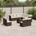 vidaXL Set canapele de grădină cu perne, 12 piese, maro, poliratan vidaXL Set canapele de grădină cu perne, 12 piese, maro, poliratan