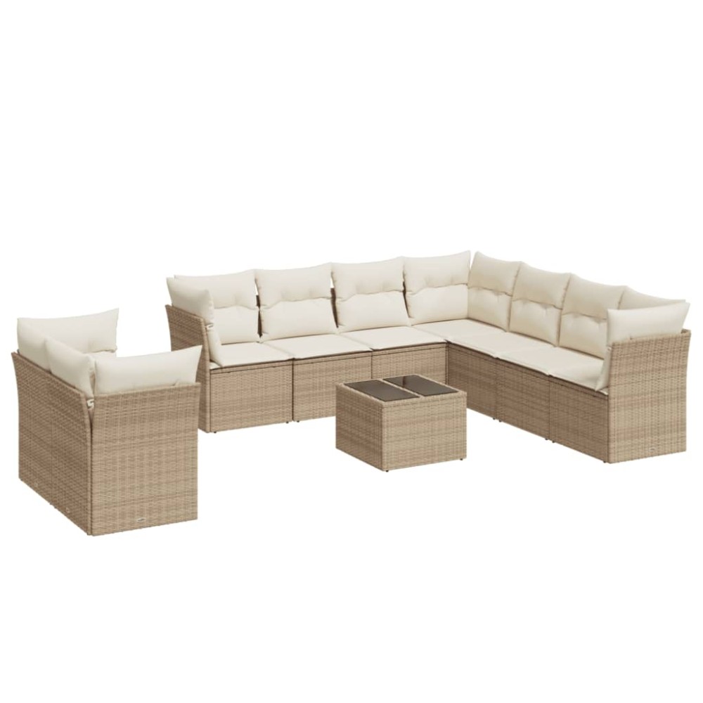 vidaXL Set canapele de grădină cu perne, 10 piese, bej, poliratan