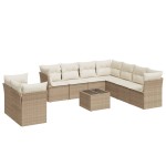 vidaXL Set canapele de grădină cu perne, 10 piese, bej, poliratan