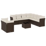 vidaXL Set canapele de grădină cu perne, 10 piese, maro, poliratan