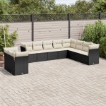 vidaXL Set canapele de grădină cu perne, 10 piese, negru, poliratan vidaXL Set canapele de grădină cu perne, 10 piese, negru, poliratan