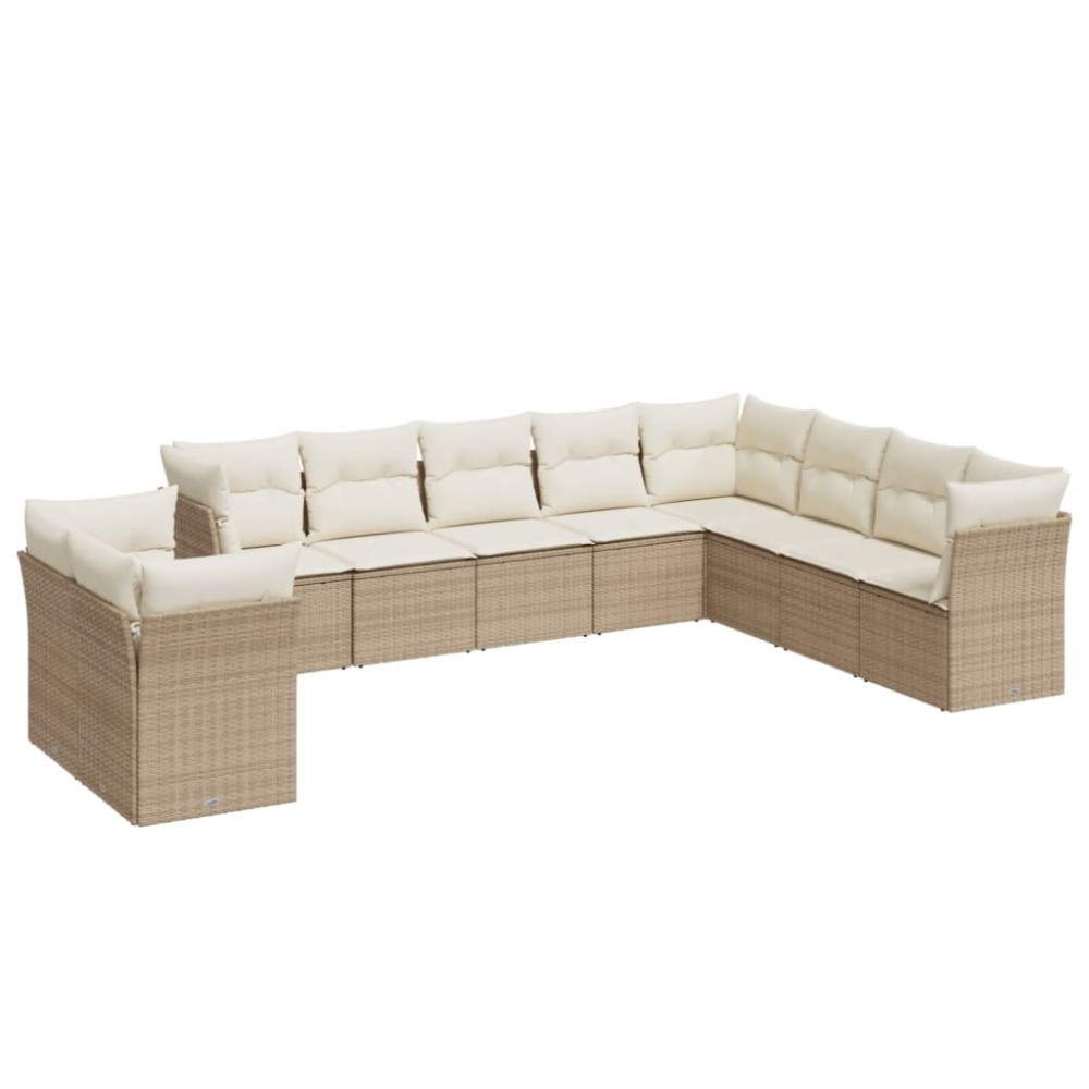 vidaXL Set canapele de grădină cu perne, 10 piese, bej, poliratan