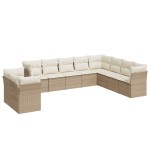 vidaXL Set canapele de grădină cu perne, 10 piese, bej, poliratan