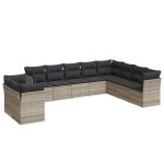 vidaXL Set canapele de grădină cu perne 10 piese gri deschis poliratan vidaXL Set canapele de grădină cu perne 10 piese gri deschis poliratan