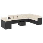 vidaXL Set canapele de grădină cu perne, 11 piese, negru, poliratan