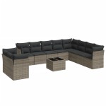 vidaXL Set canapele de grădină cu perne, 11 piese, gri, poliratan