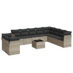 vidaXL Set canapele de grădină cu perne, 11 piese, gri, poliratan vidaXL Set canapele de grădină cu perne, 11 piese, gri, poliratan