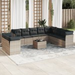 vidaXL Set canapele de grădină cu perne, 11 piese, gri, poliratan vidaXL Set canapele de grădină cu perne, 11 piese, gri, poliratan