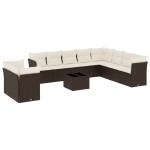 vidaXL Set canapele de grădină cu perne, 11 piese, maro, poliratan vidaXL Set canapele de grădină cu perne, 11 piese, maro, poliratan