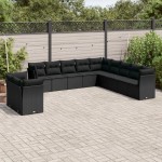 vidaXL Set canapele de grădină cu perne, 11 piese, negru, poliratan vidaXL Set canapele de grădină cu perne, 11 piese, negru, poliratan
