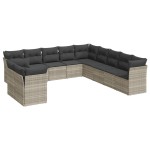 vidaXL Set canapele de grădină cu perne, 11 piese, gri, poliratan