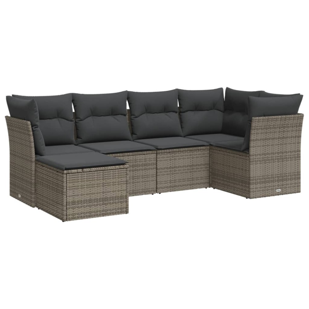 vidaXL Set mobilier grădină cu perne, 6 piese, gri, poliratan