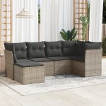 vidaXL Set mobilier grădină cu perne, 6 piese, gri, poliratan vidaXL Set mobilier grădină cu perne, 6 piese, gri, poliratan