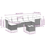 vidaXL Set mobilier de grădină cu perne, 8 piese gri deschis poliratan