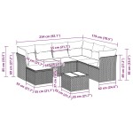 vidaXL Set mobilier de grădină cu perne, 8 piese, negru, poliratan