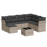 vidaXL Set mobilier de grădină cu perne, 8 piese gri deschis poliratan