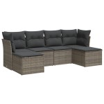 vidaXL Set mobilier grădină cu perne, 6 piese, gri, poliratan