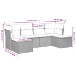 vidaXL Set mobilier grădină cu perne, 6 piese, gri, poliratan