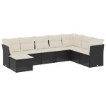 vidaXL Set mobilier de grădină cu perne, 8 piese, negru, poliratan