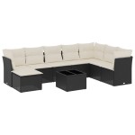 vidaXL Set mobilier de grădină cu perne, 9 piese, negru, poliratan