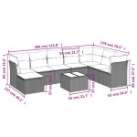 vidaXL Set mobilier de grădină cu perne, 9 piese, negru, poliratan