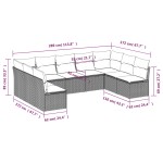 vidaXL Set mobilier de grădină cu perne, 9 piese, negru, poliratan