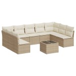 vidaXL Set canapele de grădină cu perne, 10 piese, bej, poliratan