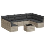 vidaXL Set canapele de grădină cu perne 10 piese gri deschis poliratan vidaXL Set canapele de grădină cu perne 10 piese gri deschis poliratan
