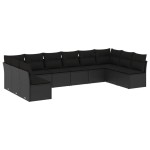 vidaXL Set canapele de grădină cu perne, 10 piese, negru, poliratan vidaXL Set canapele de grădină cu perne, 10 piese, negru, poliratan
